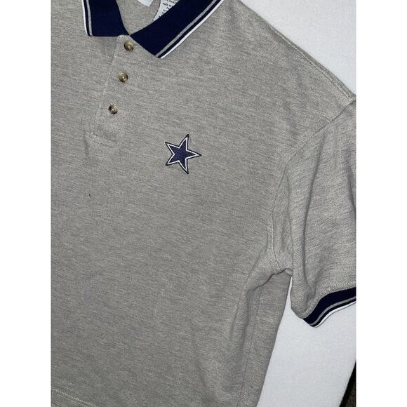 Vintage Dallas Cowboys Polo Shirt Mens XL Gray Blue Embroidered Logo 2000 Y2K - Picture 2 of 5